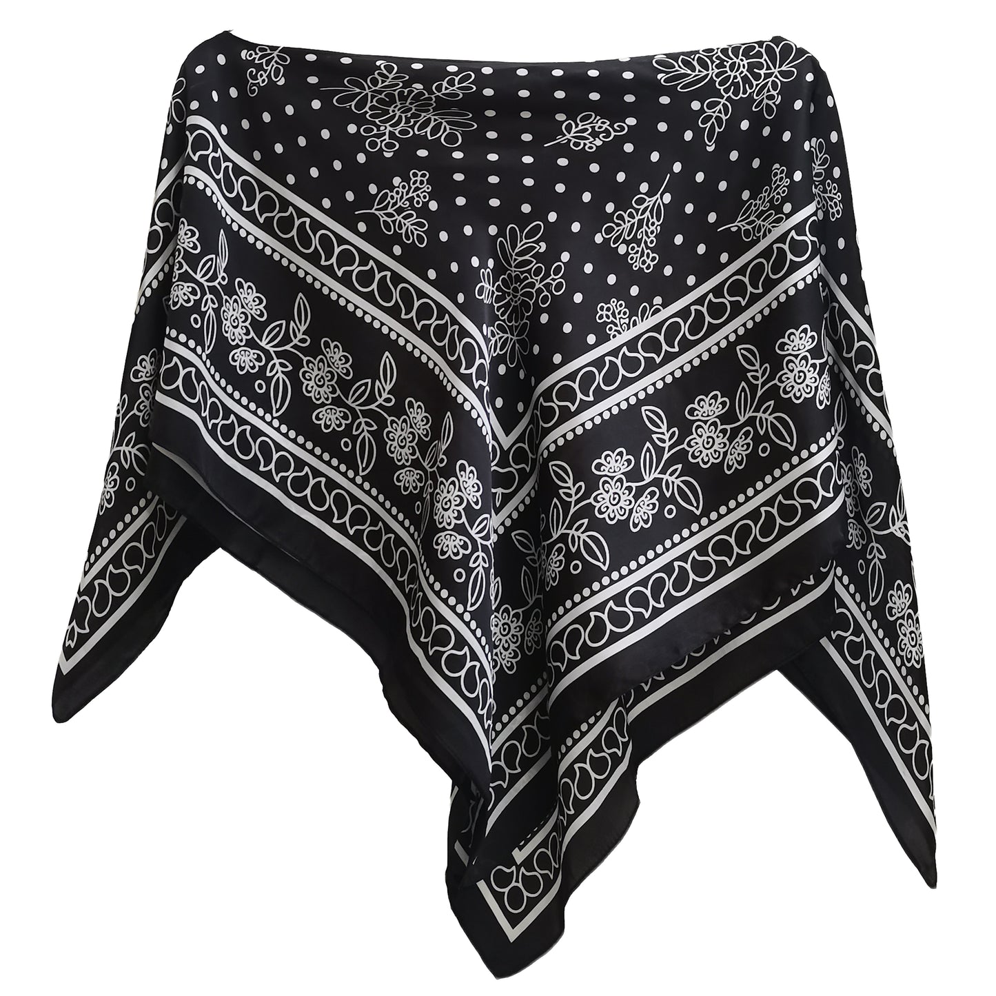 Silky Satin Print Scarf Poncho