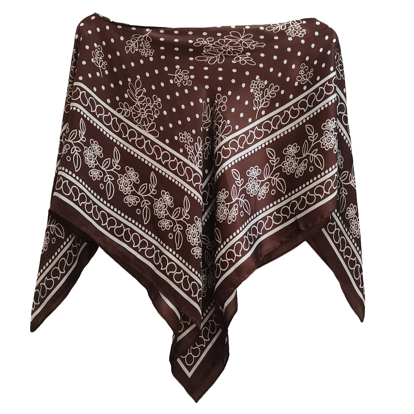 Silky Satin Print Scarf Poncho