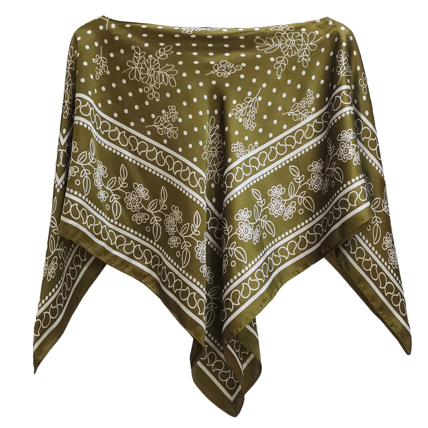Silky Satin Print Scarf Poncho