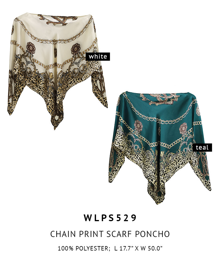 Silky Satin Print Scarf Poncho