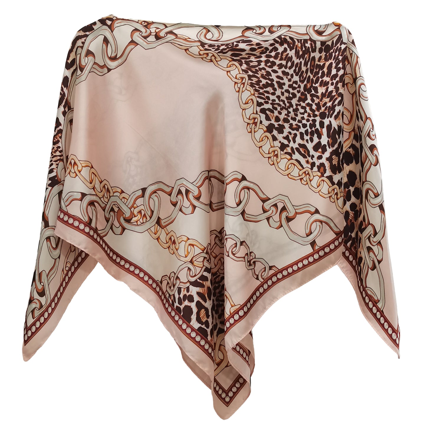Silky Satin Print Scarf Poncho