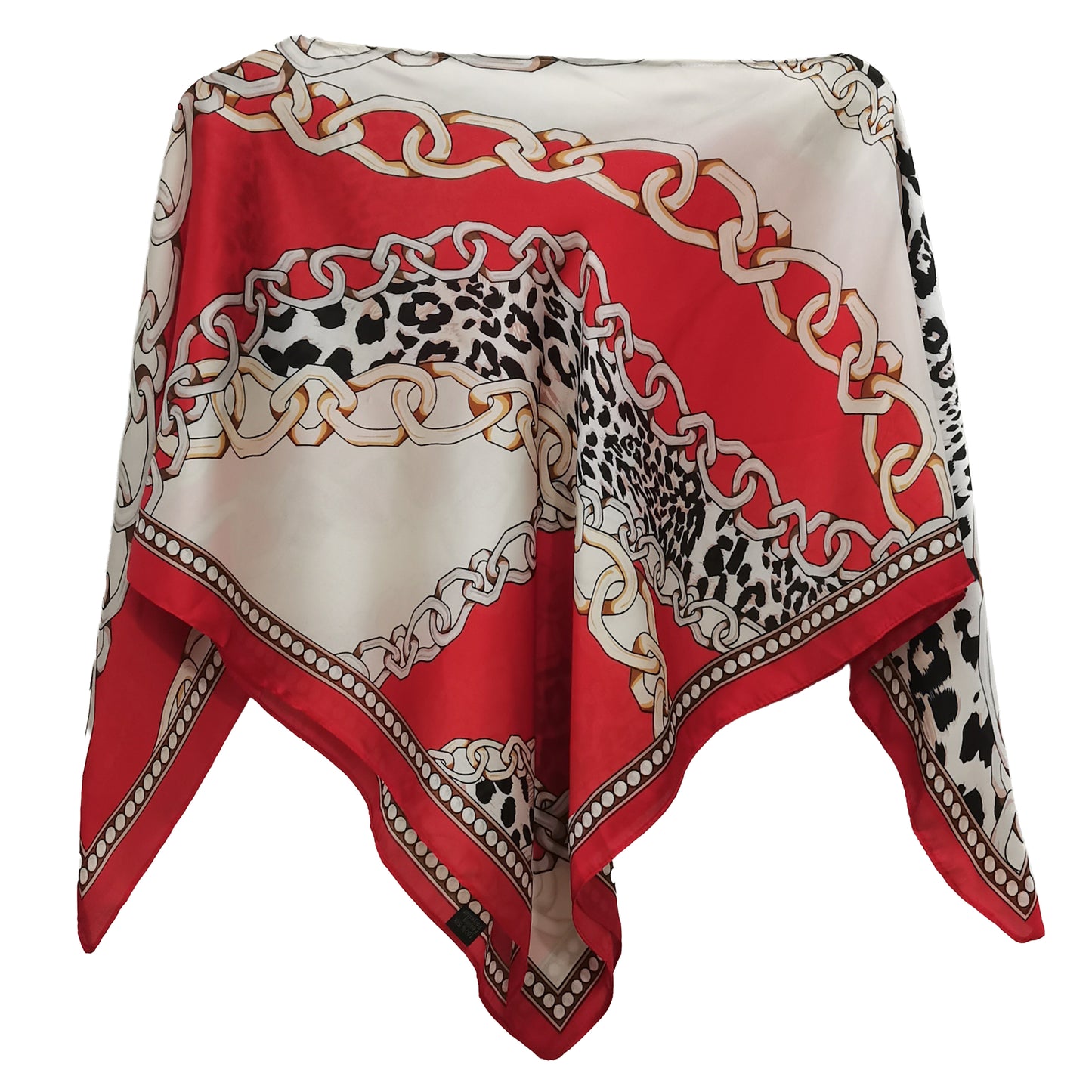 Silky Satin Print Scarf Poncho