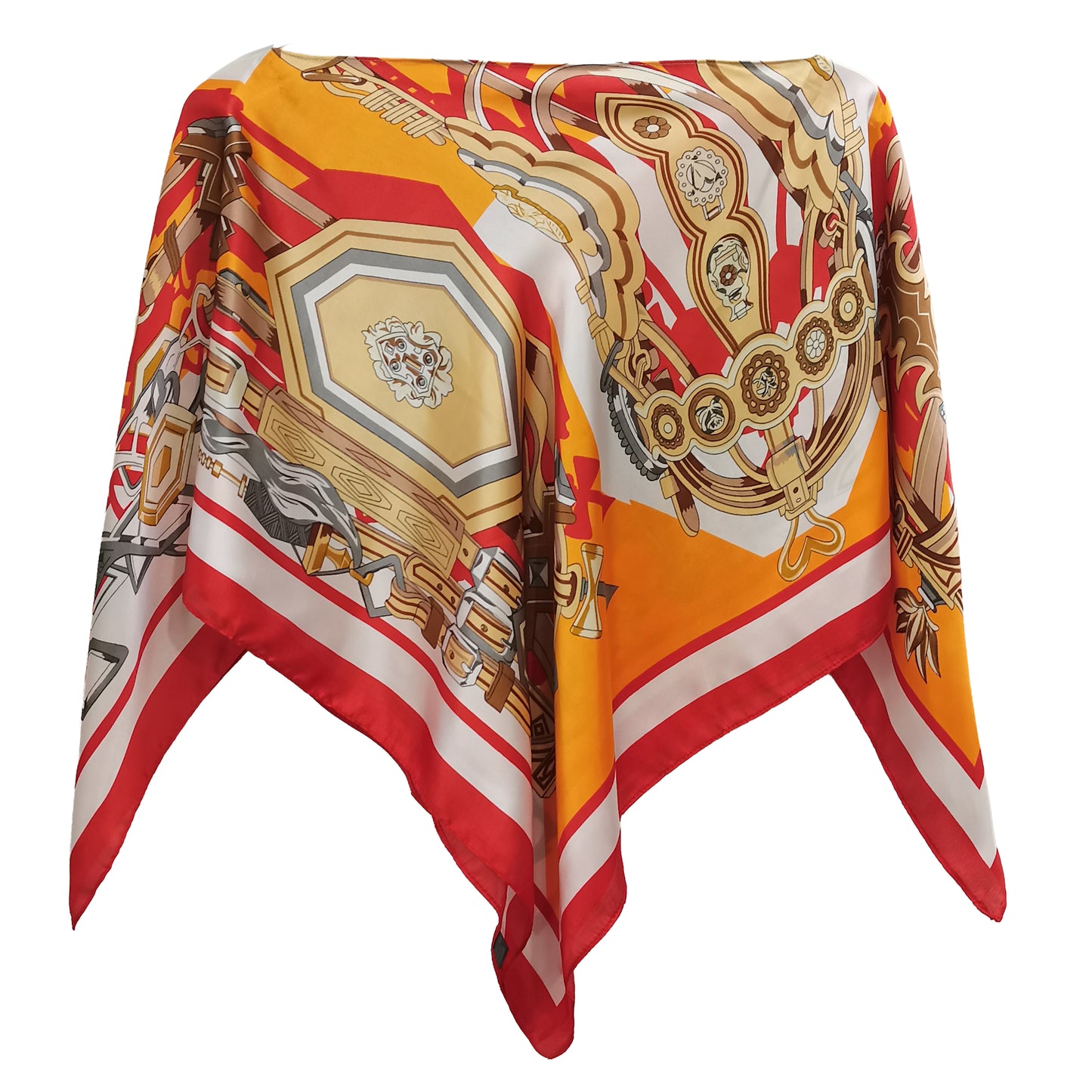 Silky Satin Print Scarf Poncho