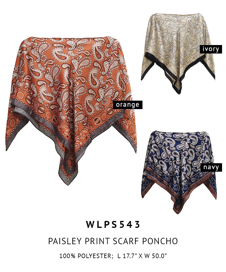 Silky Satin Print Scarf Poncho