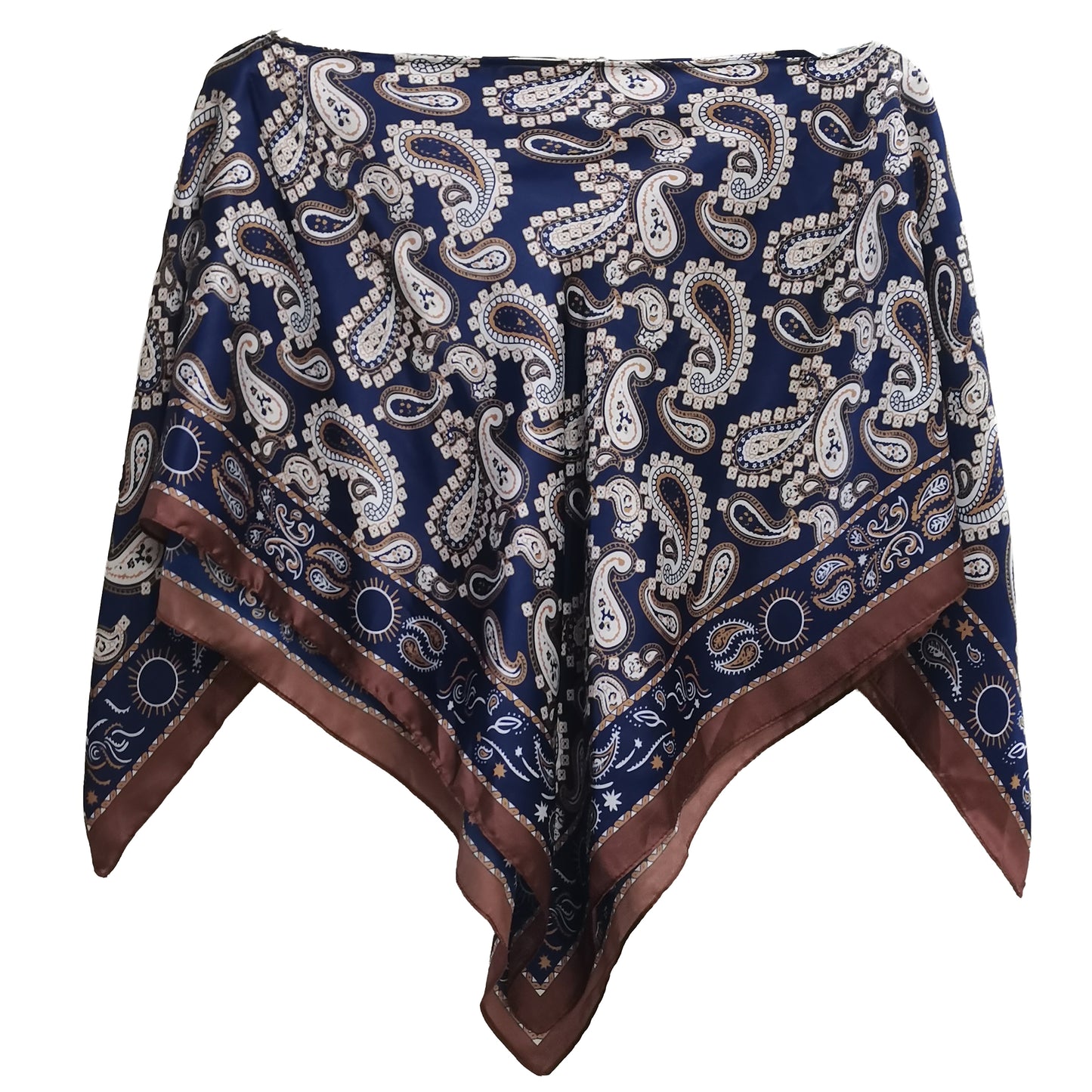 Silky Satin Print Scarf Poncho