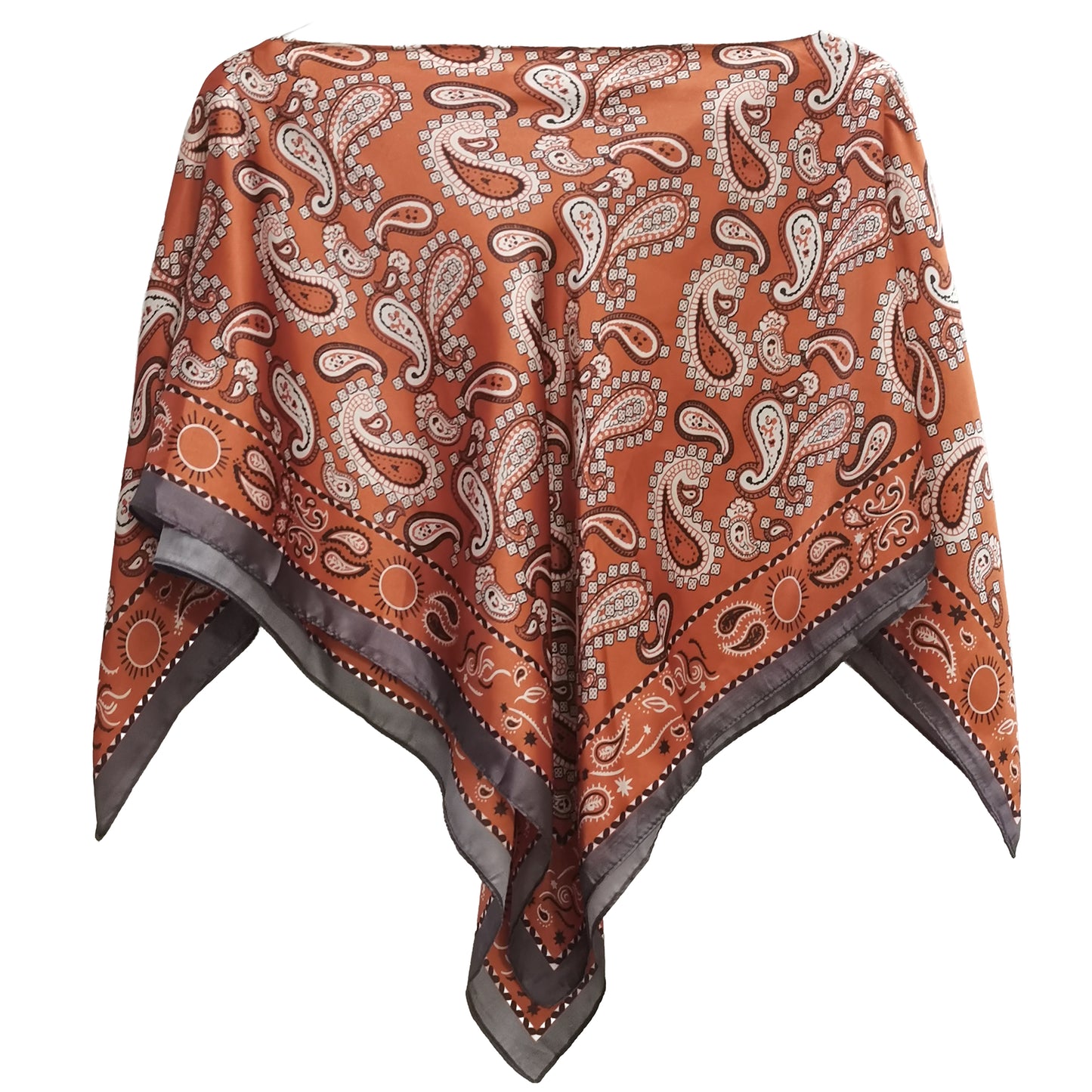 Silky Satin Print Scarf Poncho