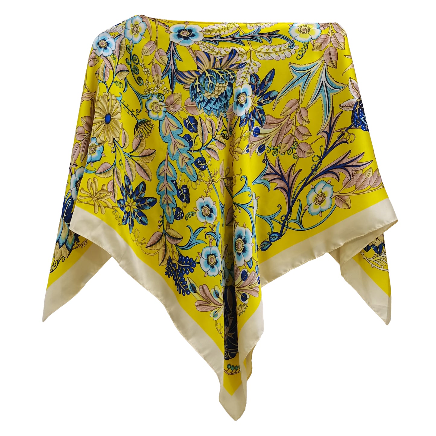 Silky Satin Print Scarf Poncho