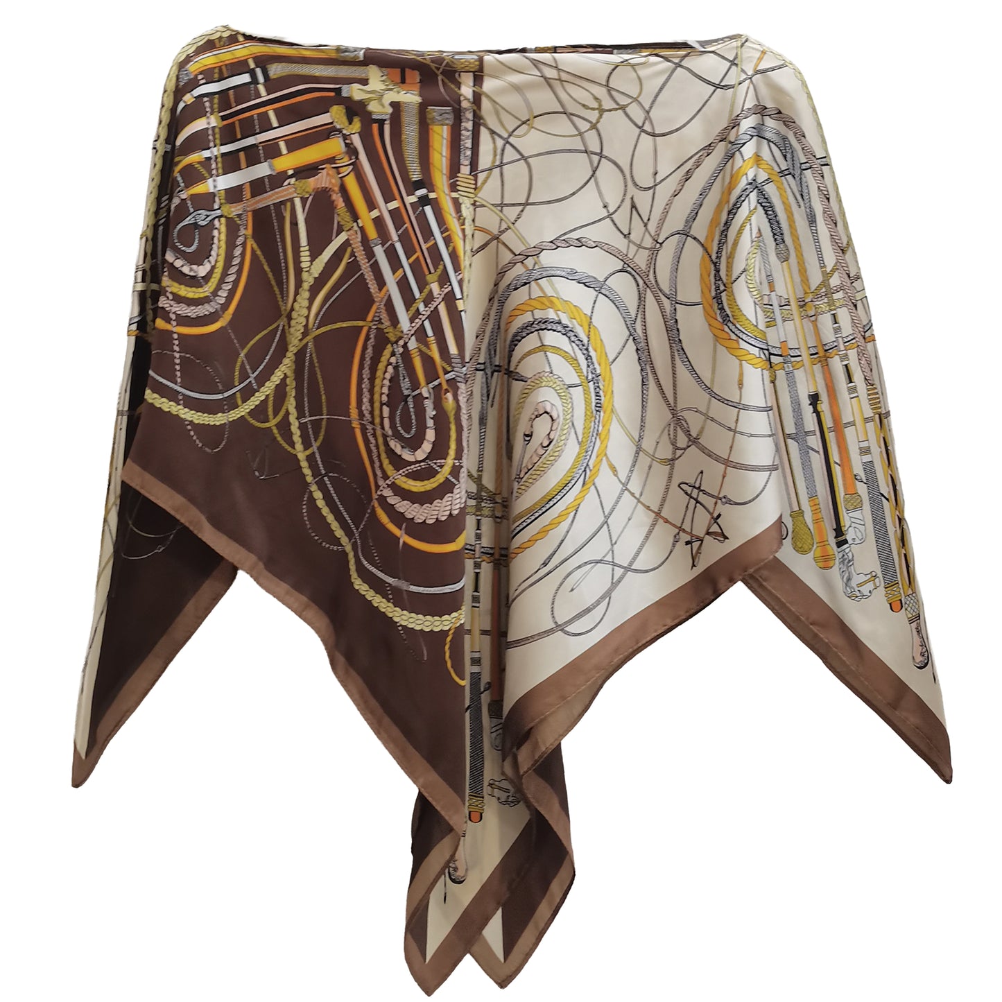 Silky Satin Print Scarf Poncho