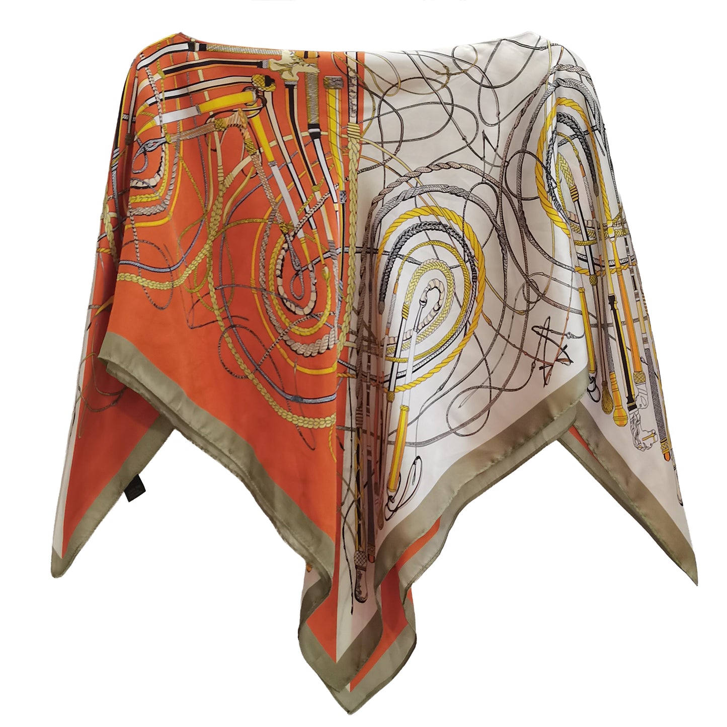 Silky Satin Print Scarf Poncho