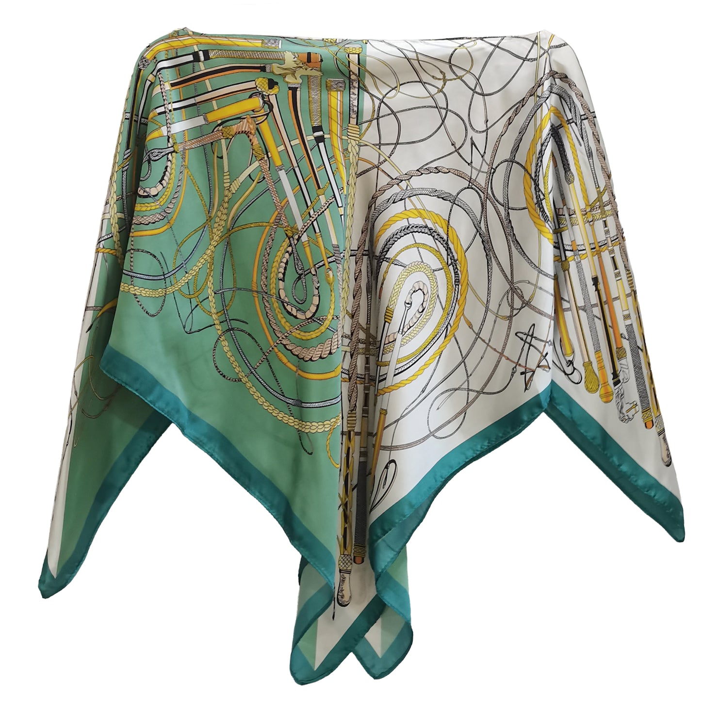 Silky Satin Print Scarf Poncho