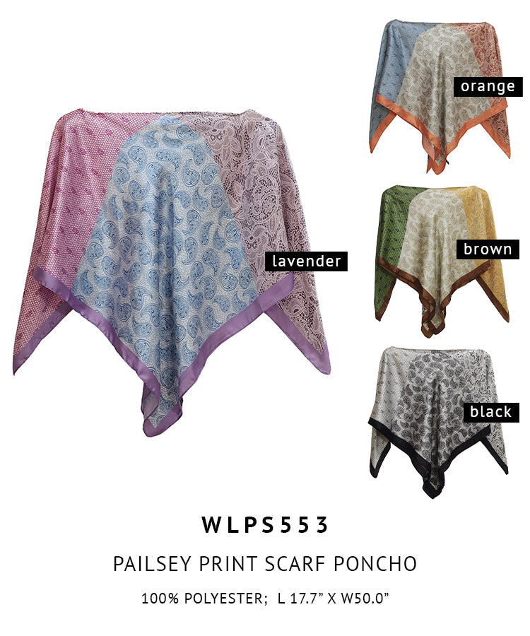 Silky Satin Print Scarf Poncho