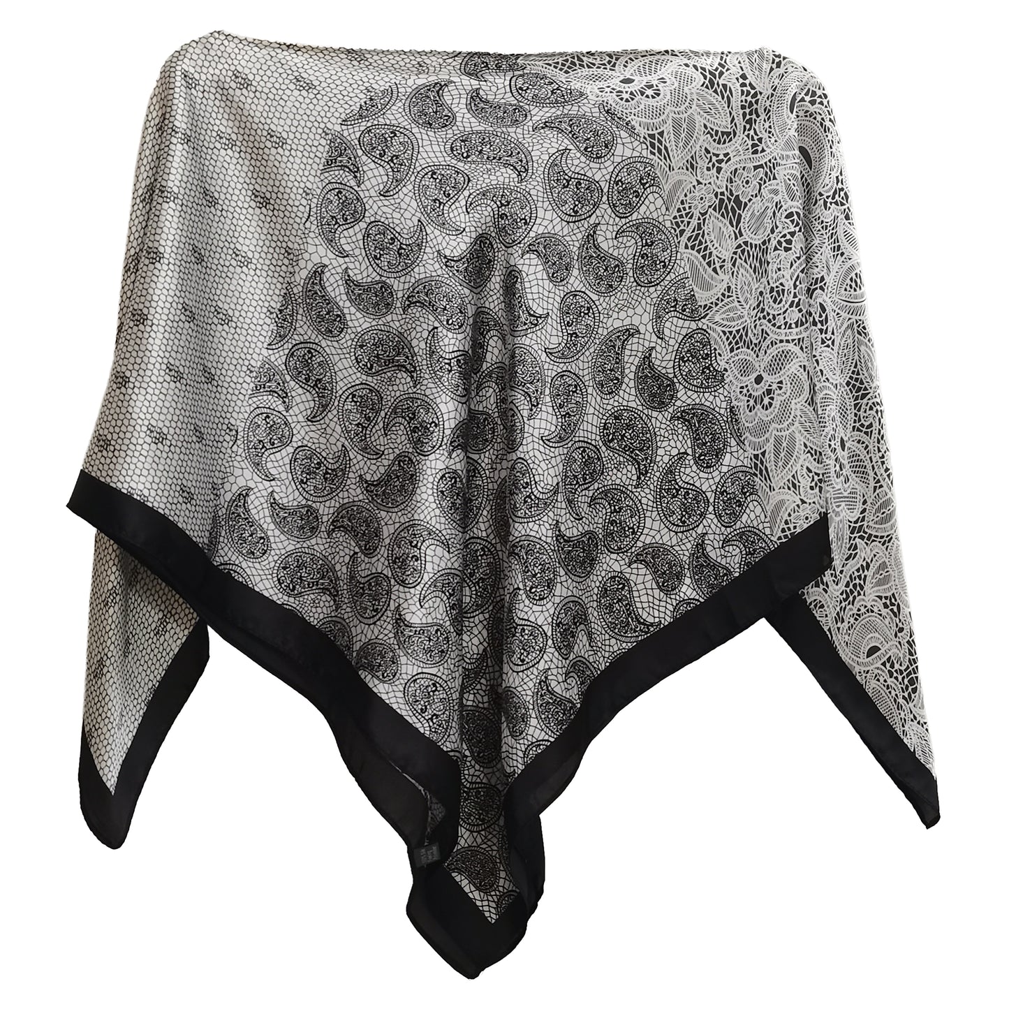 Silky Satin Print Scarf Poncho