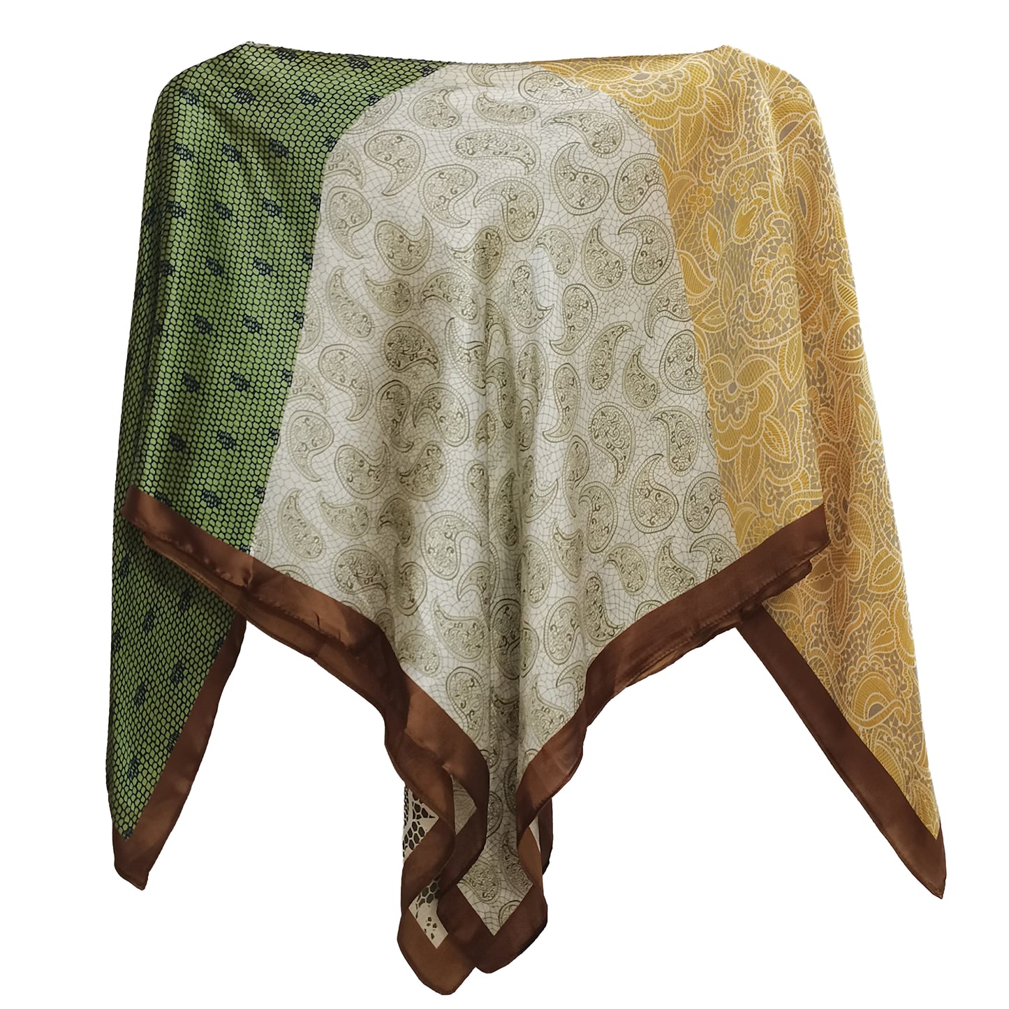 Silky Satin Print Scarf Poncho