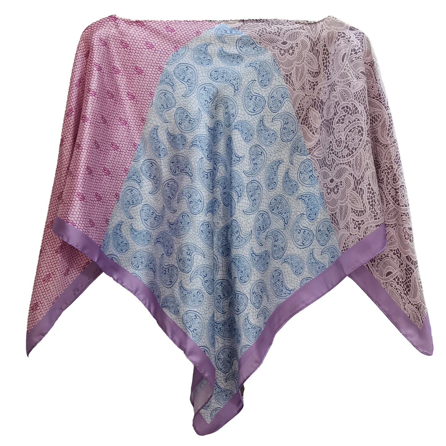 Silky Satin Print Scarf Poncho