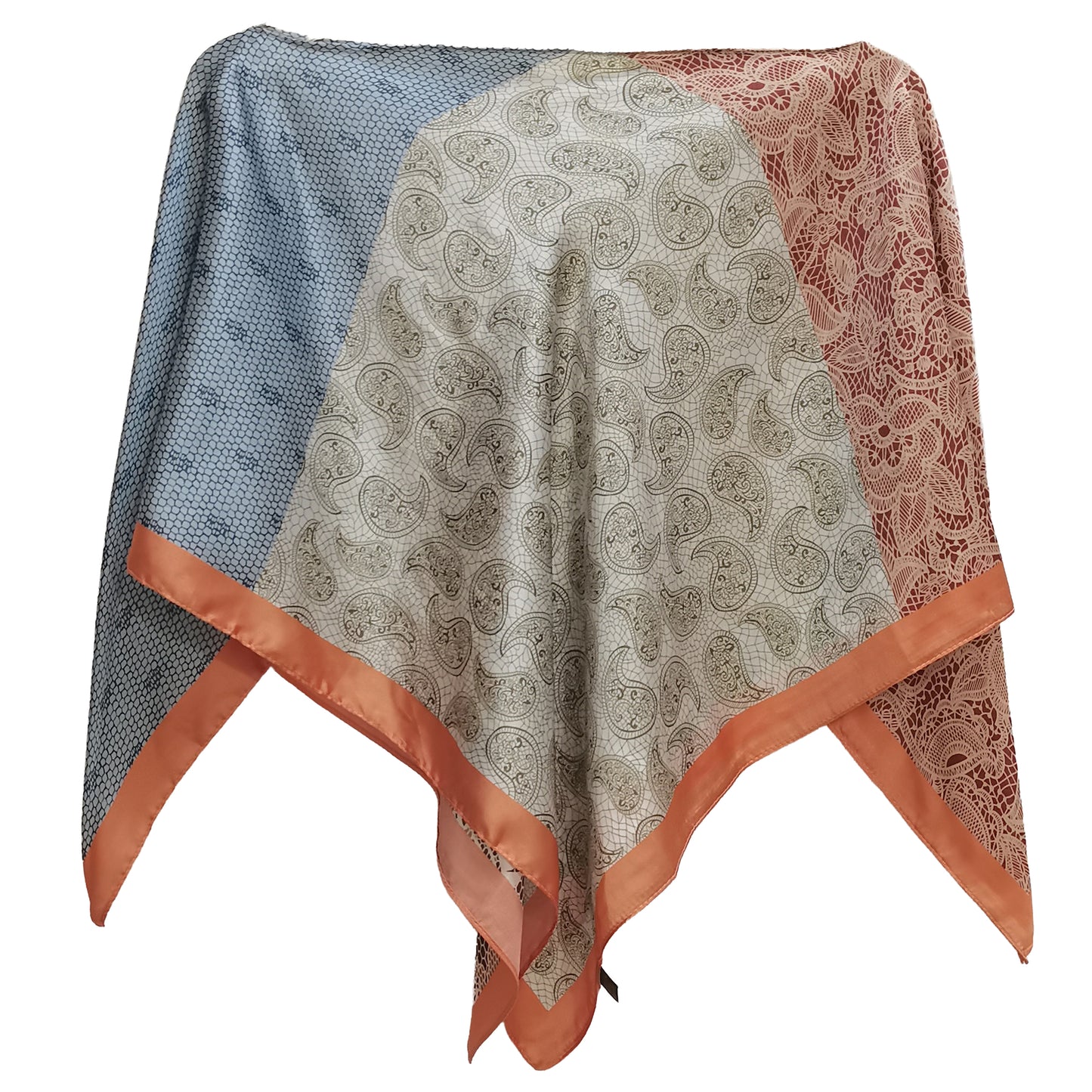 Silky Satin Print Scarf Poncho