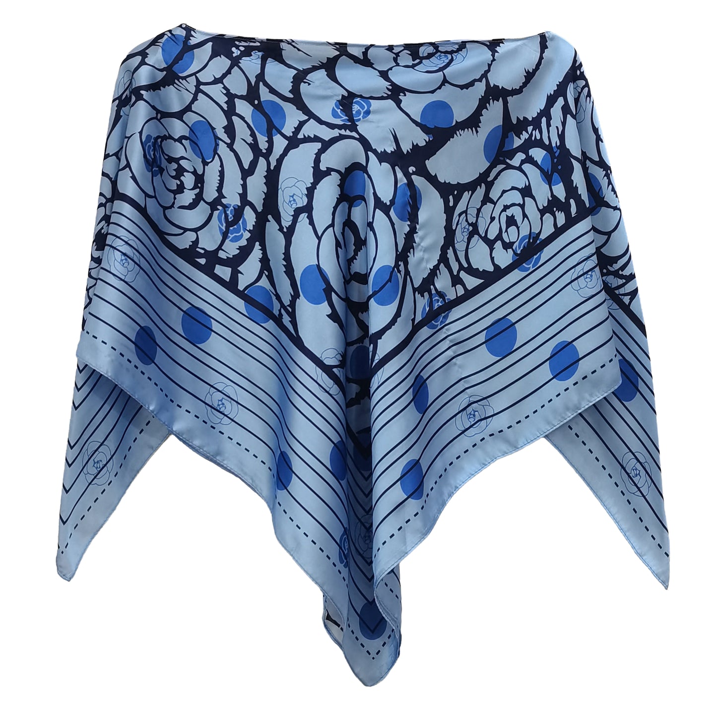 Silky Satin Print Scarf Poncho