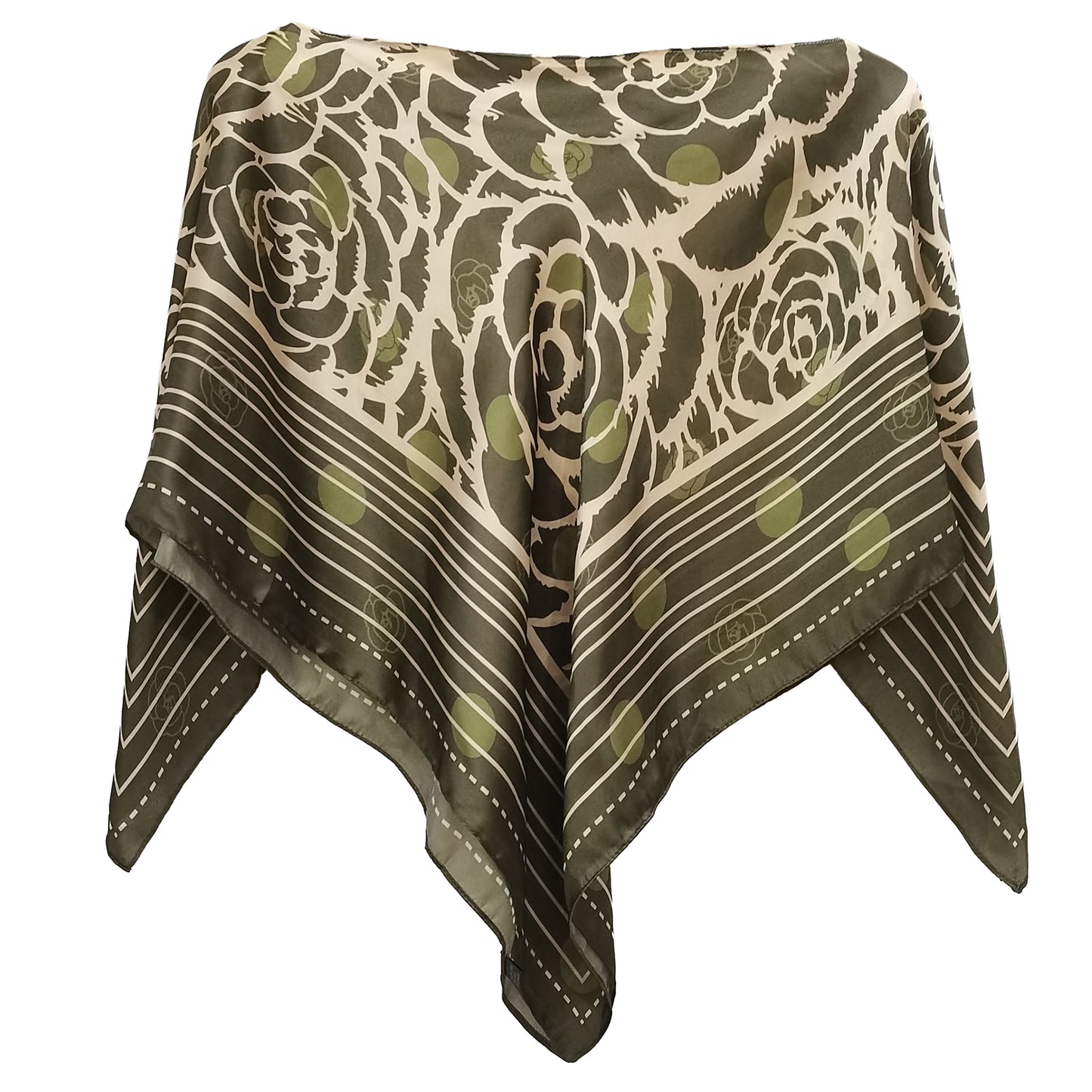 Silky Satin Print Scarf Poncho