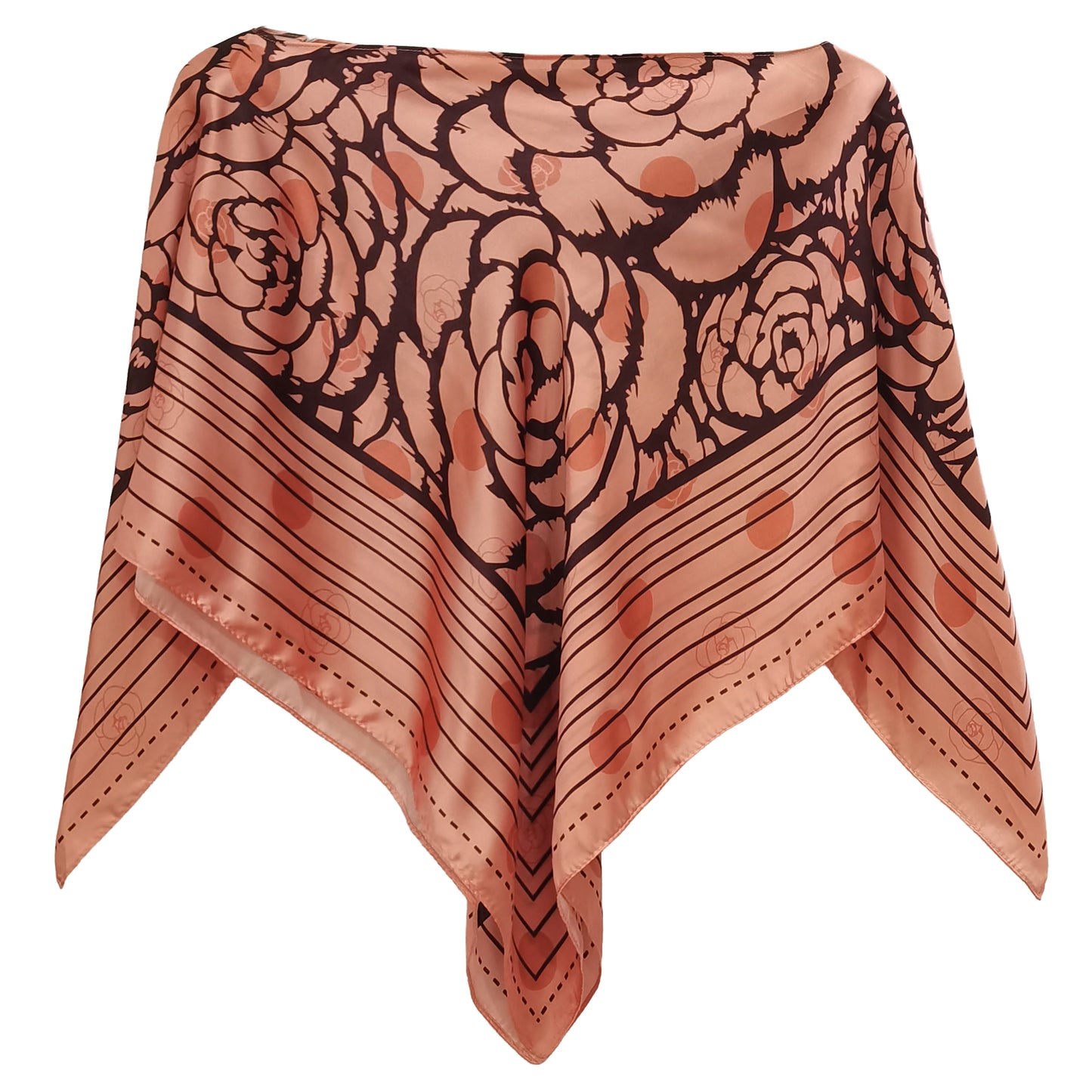 Silky Satin Print Scarf Poncho