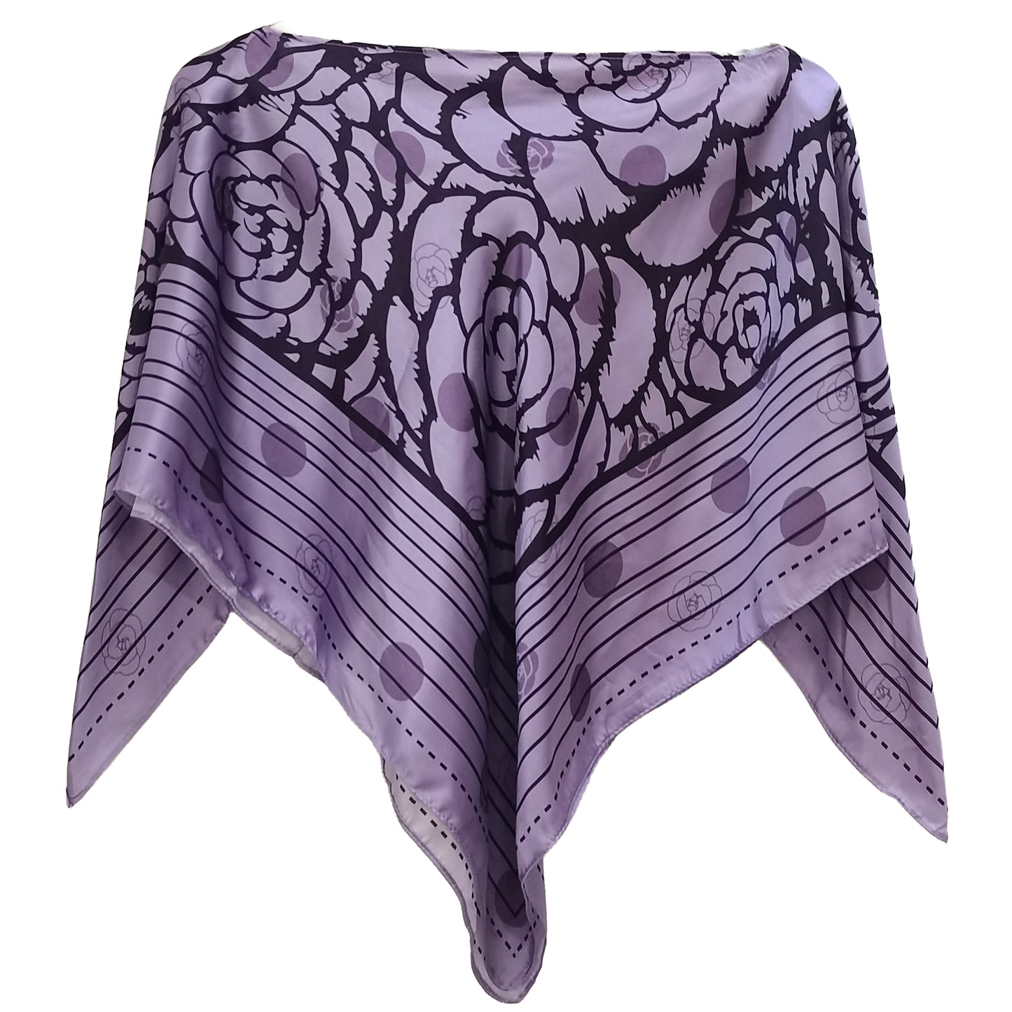 Silky Satin Print Scarf Poncho