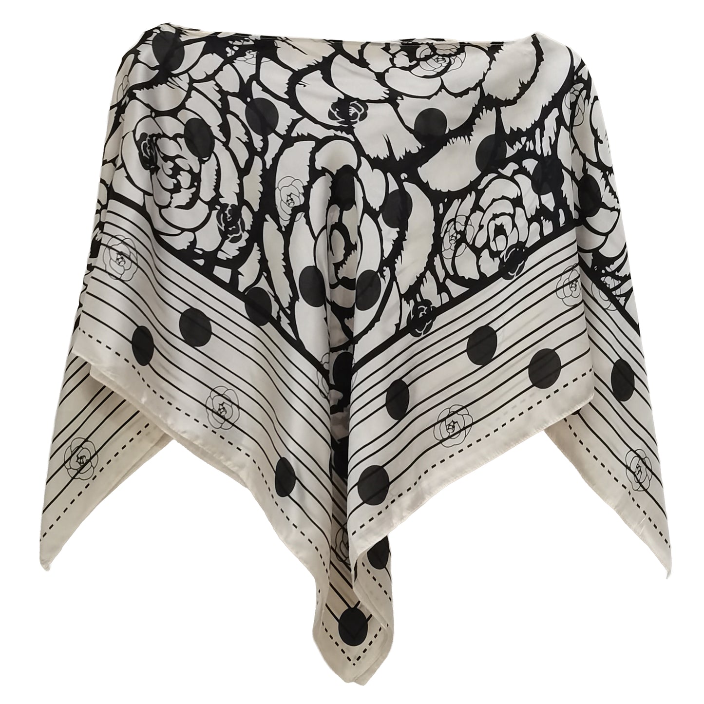 Silky Satin Print Scarf Poncho