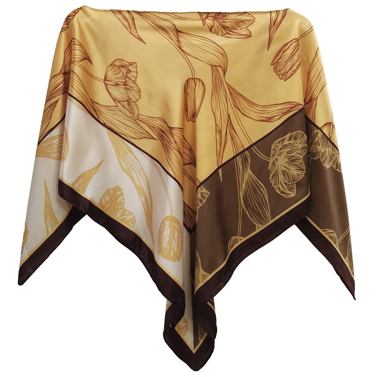 Silky Satin Print Scarf Poncho
