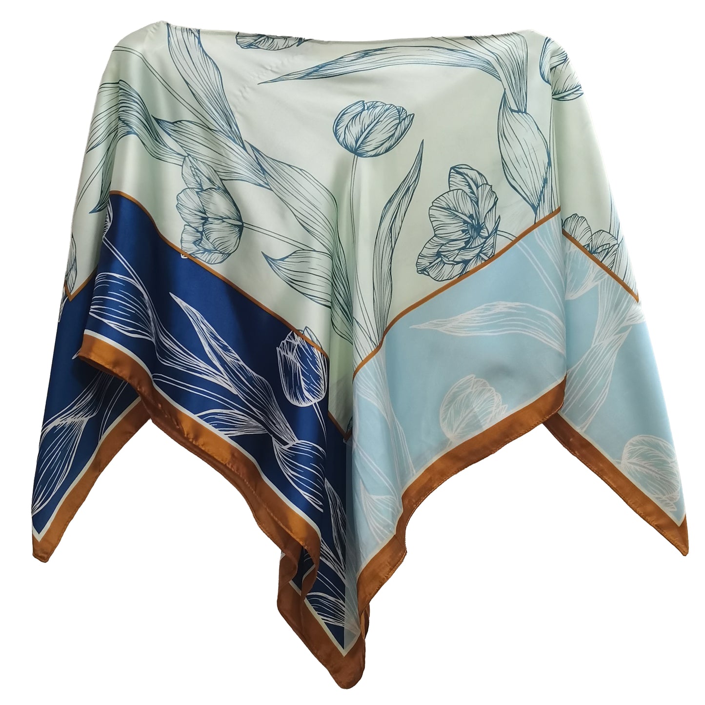 Silky Satin Print Scarf Poncho