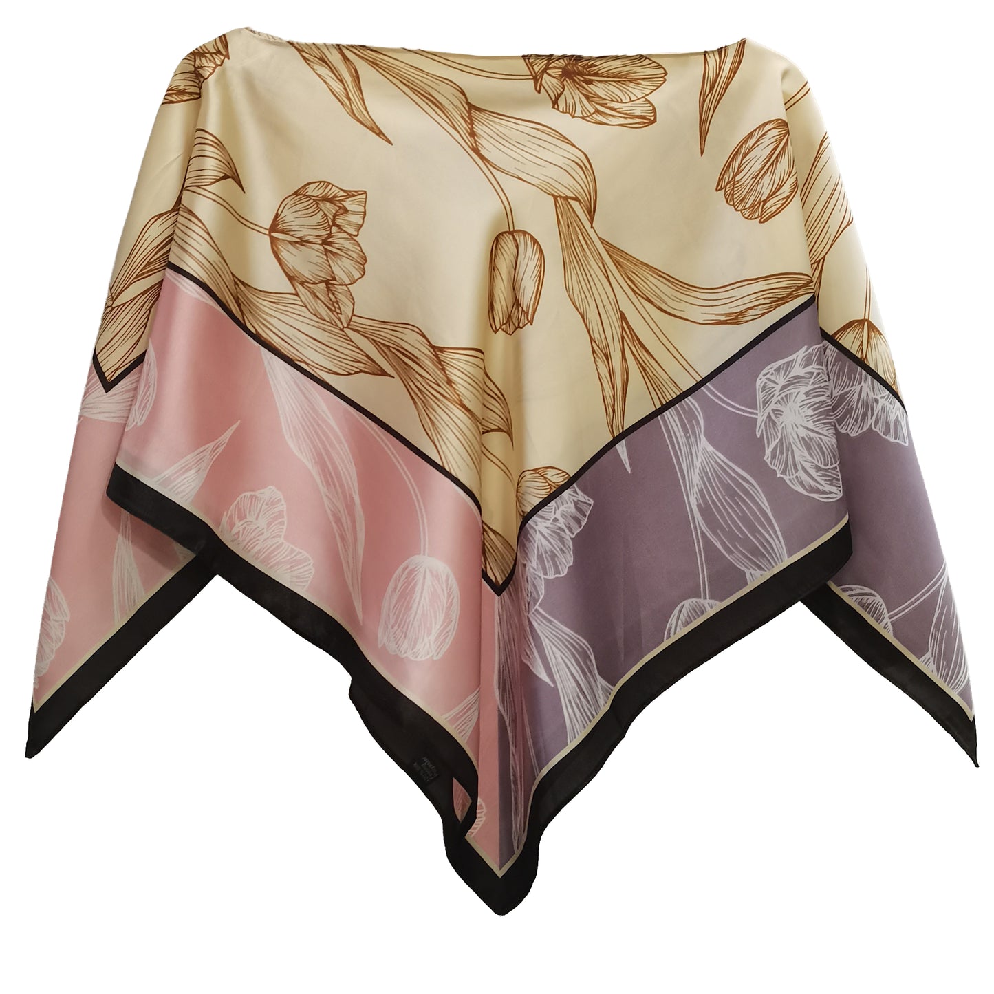 Silky Satin Print Scarf Poncho