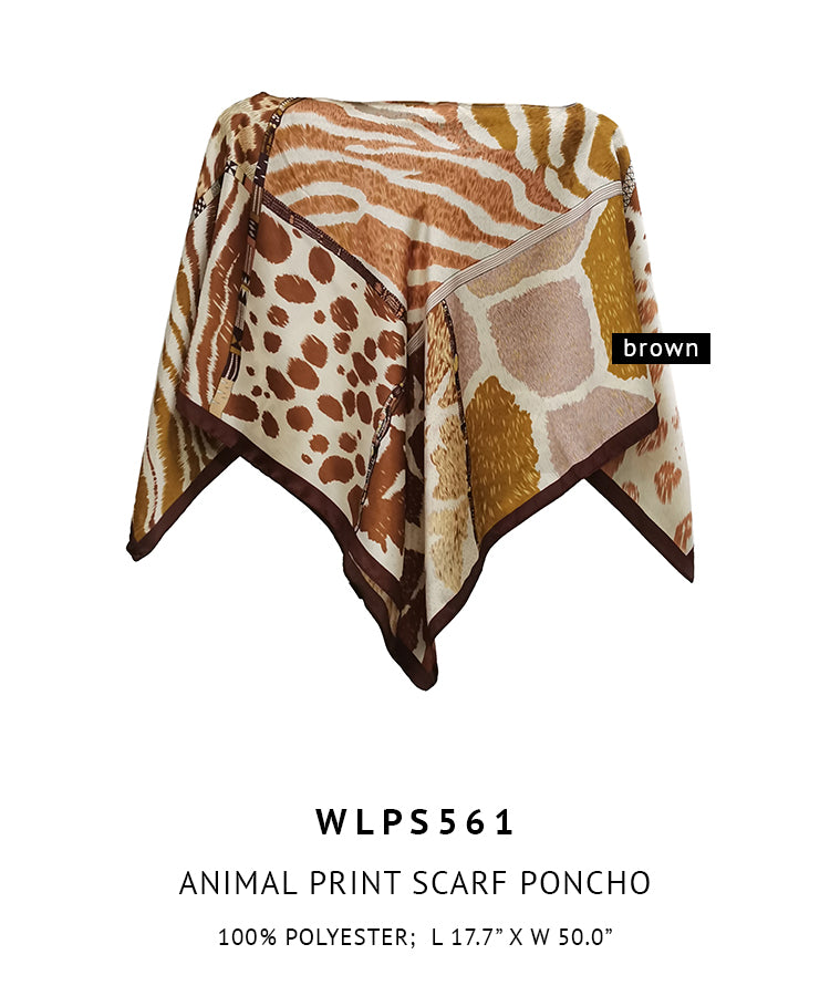 Silky Satin Print Scarf Poncho