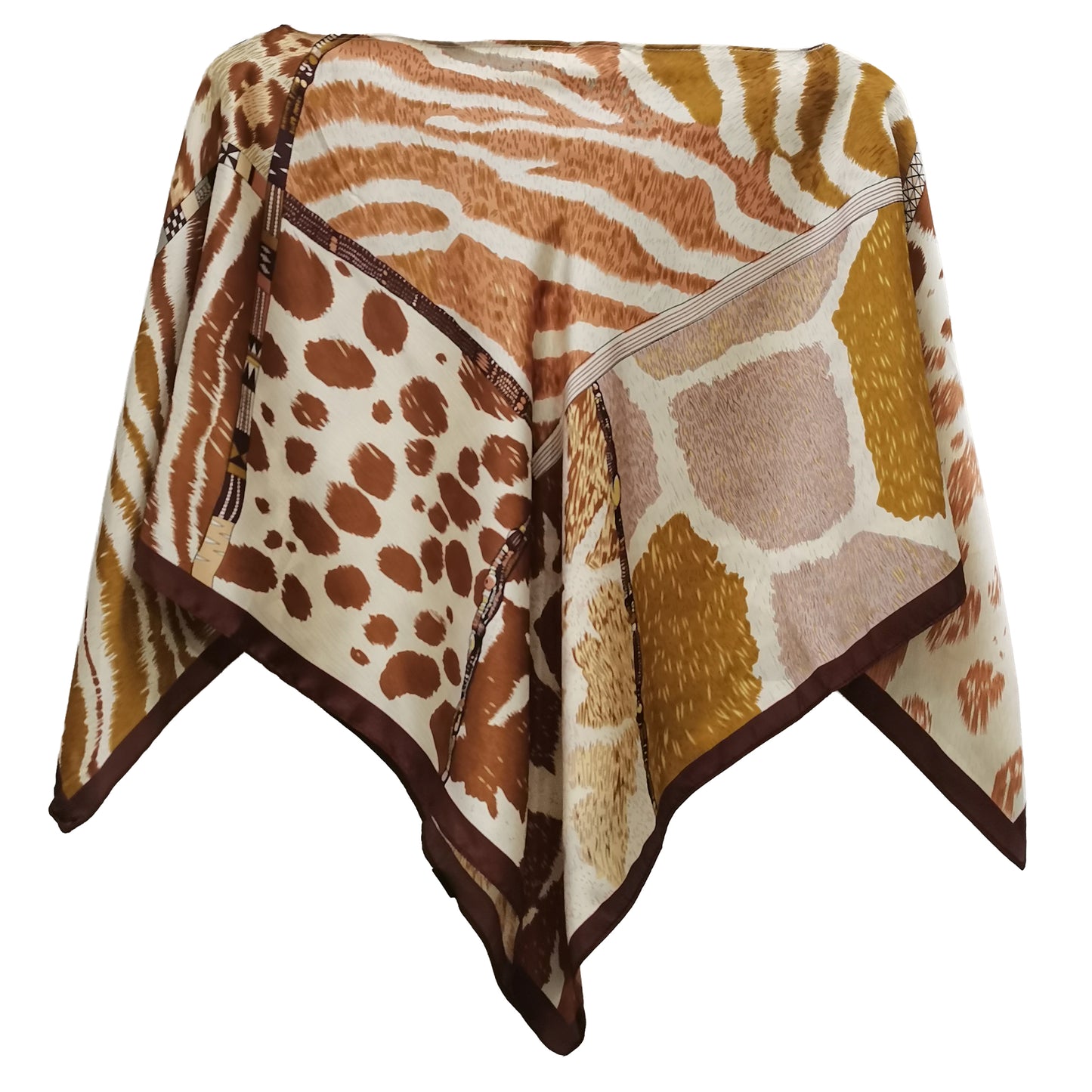 Silky Satin Print Scarf Poncho
