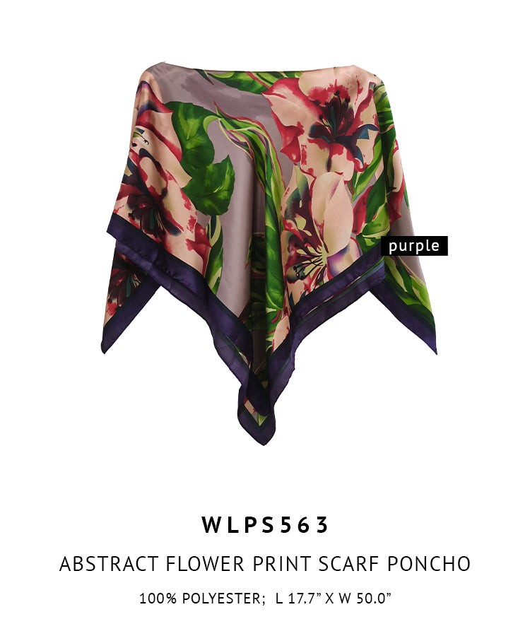 Silky Satin Print Scarf Poncho