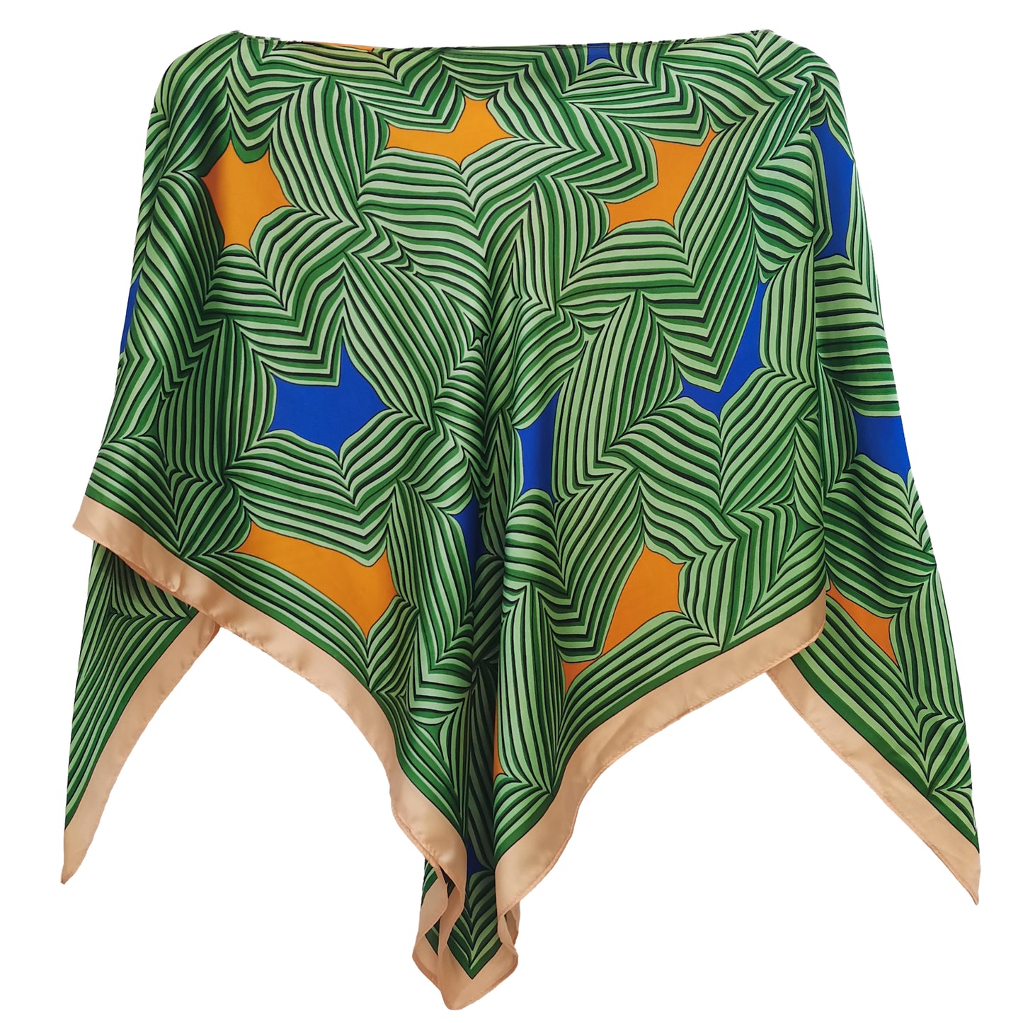 Silky Satin Print Scarf Poncho