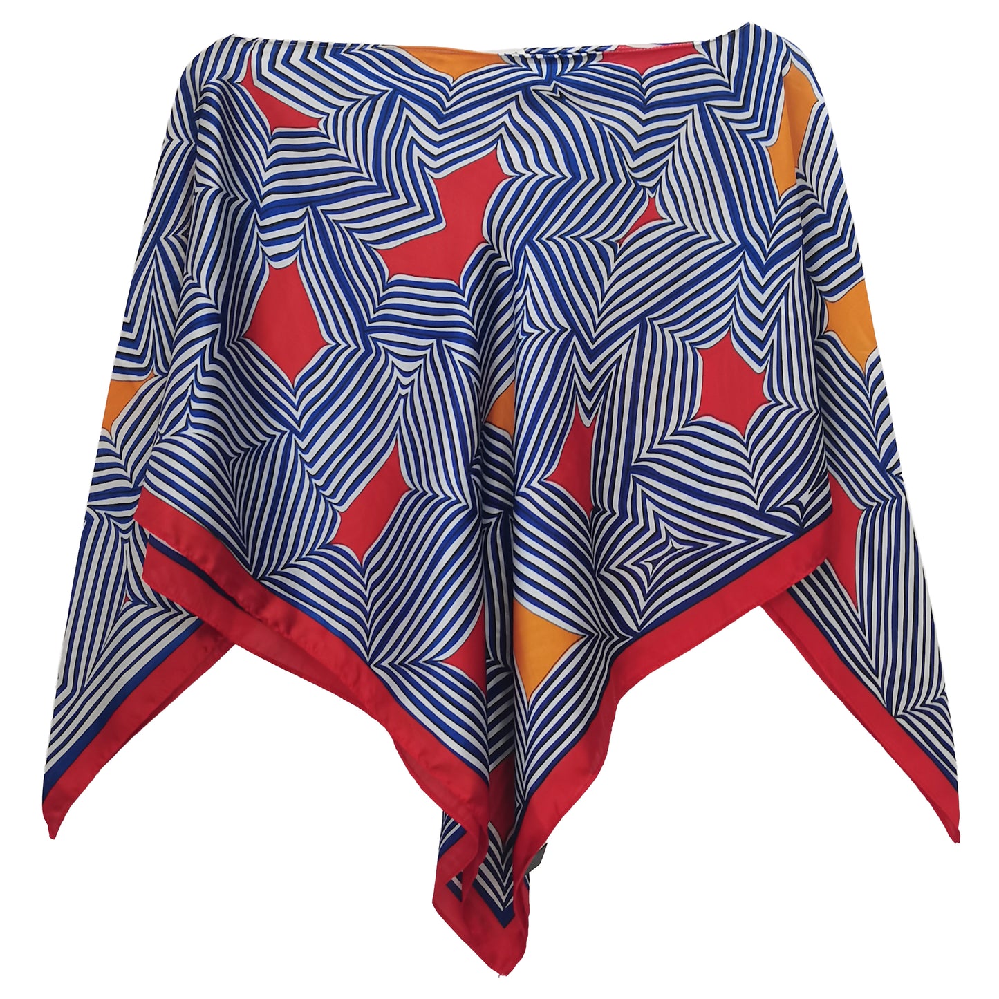 Silky Satin Print Scarf Poncho