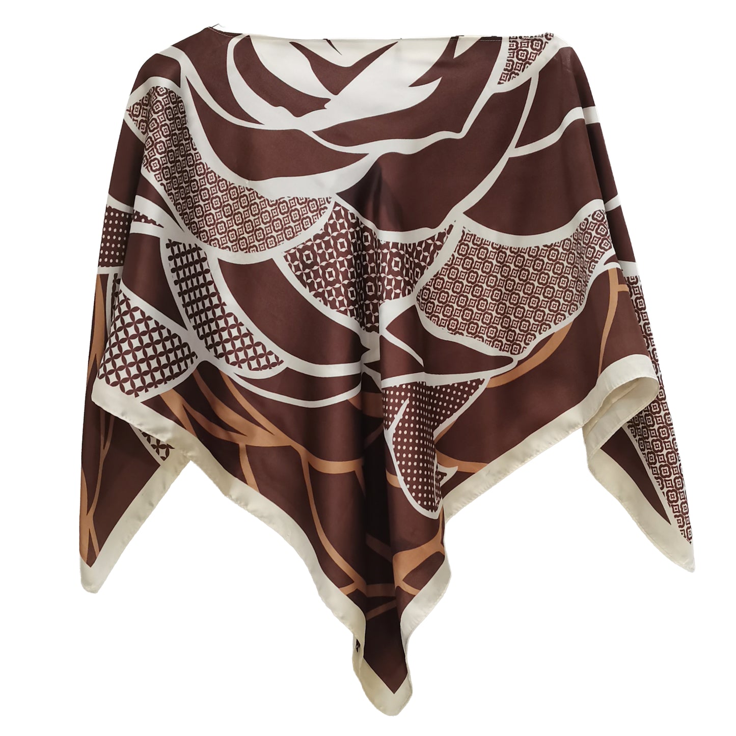 Silky Satin Print Scarf Poncho
