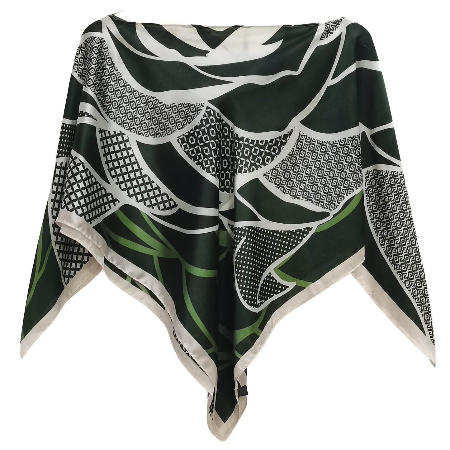 Silky Satin Print Scarf Poncho
