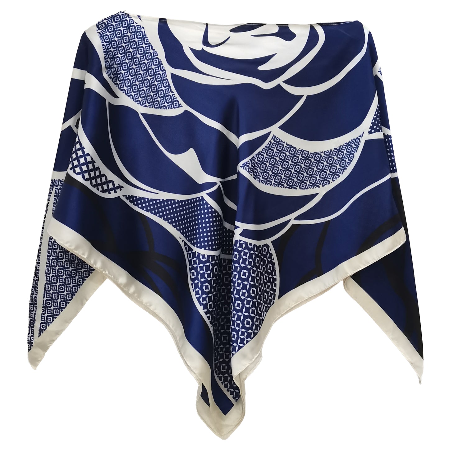 Silky Satin Print Scarf Poncho