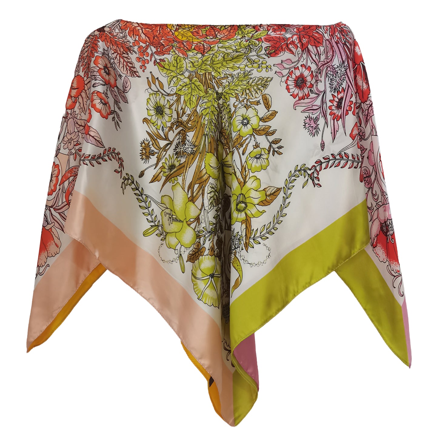 Silky Satin Print Scarf Poncho