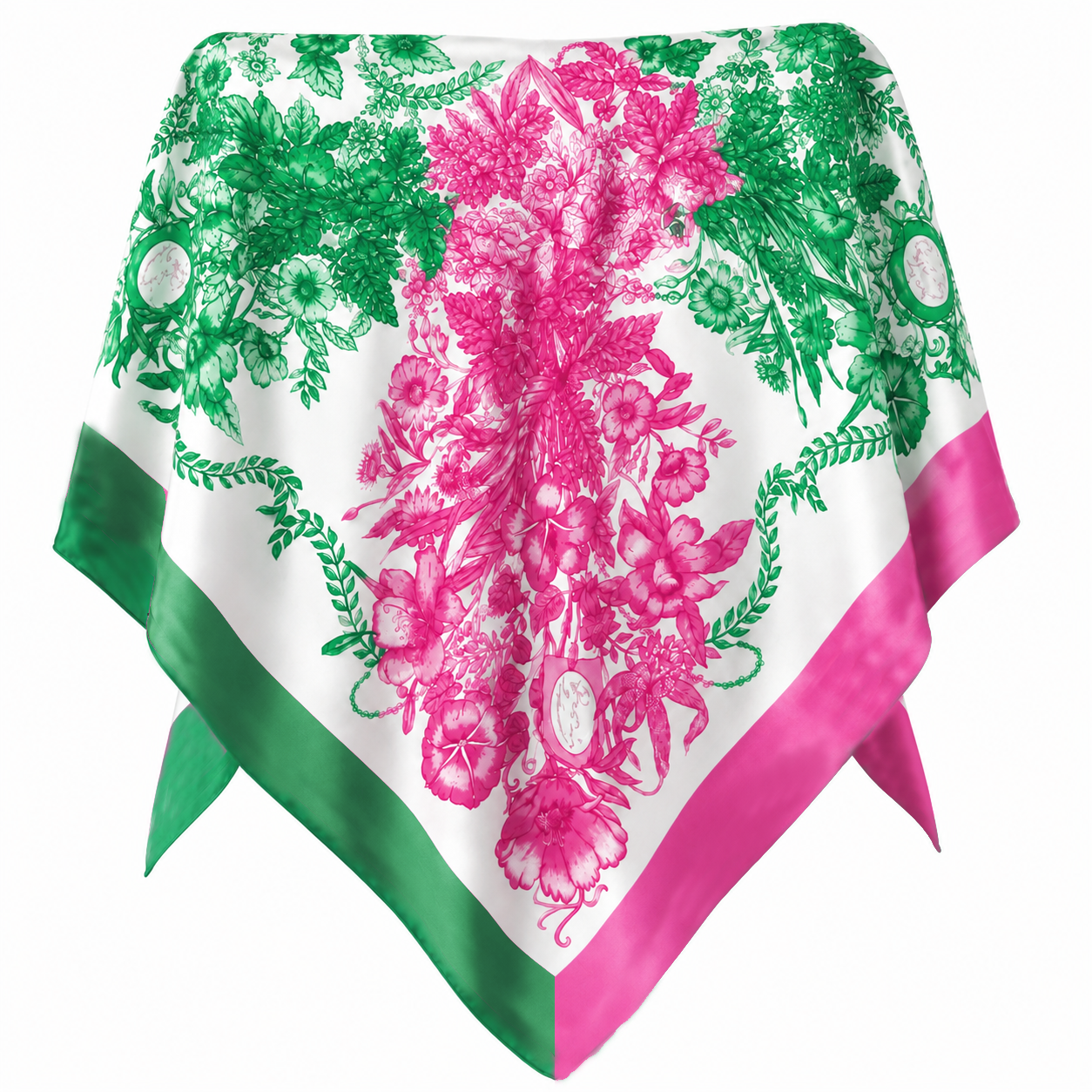 Silky Satin Print Scarf Poncho