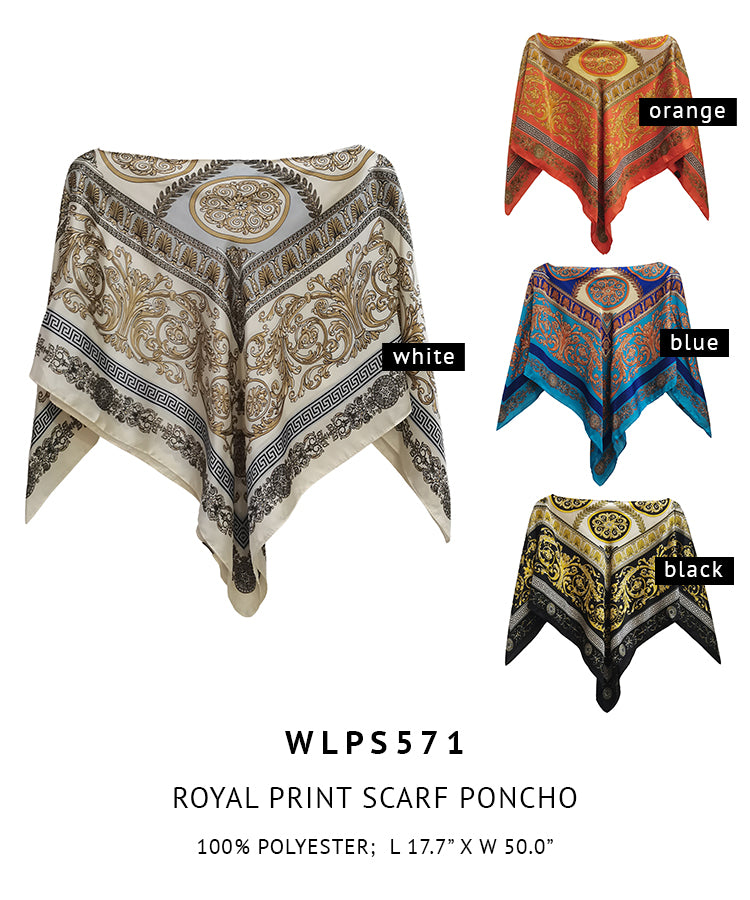 Silky Satin Print Scarf Poncho