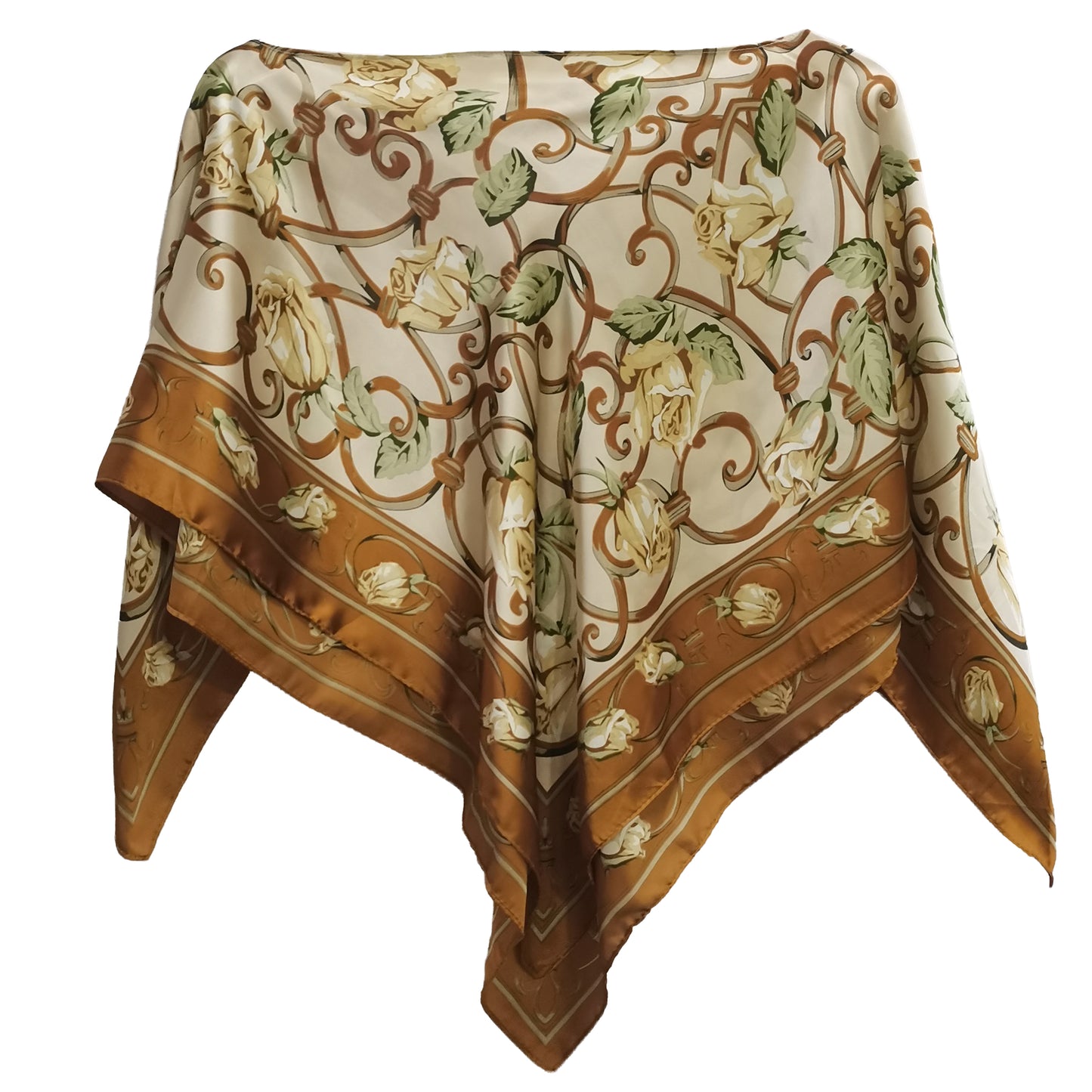 Silky Satin Print Scarf Poncho