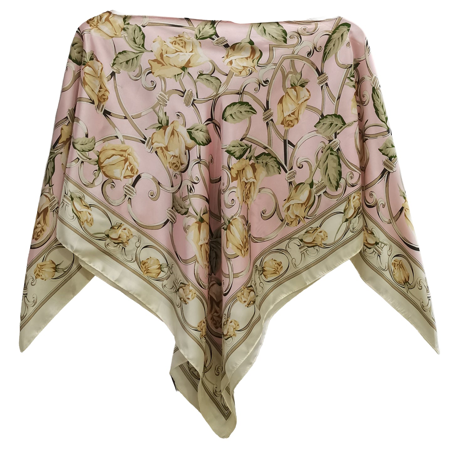 Silky Satin Print Scarf Poncho