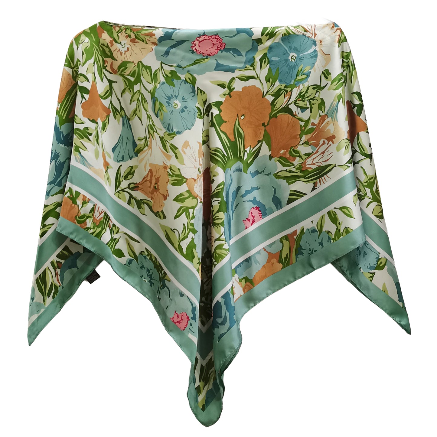 Silky Satin Print Scarf Poncho