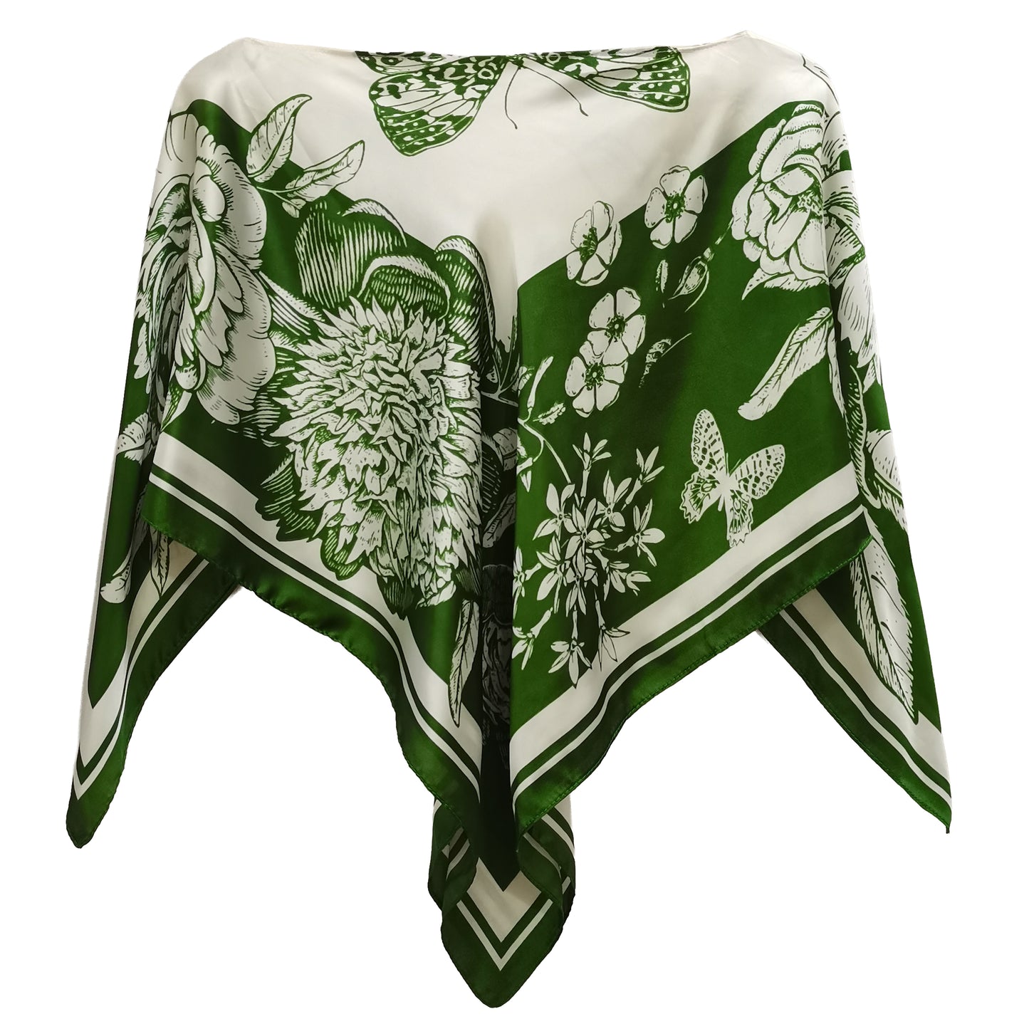 Silky Satin Print Scarf Poncho