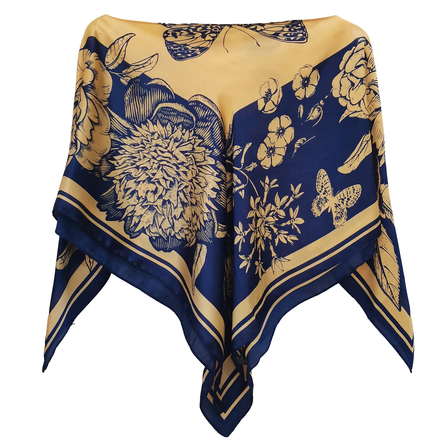 Silky Satin Print Scarf Poncho