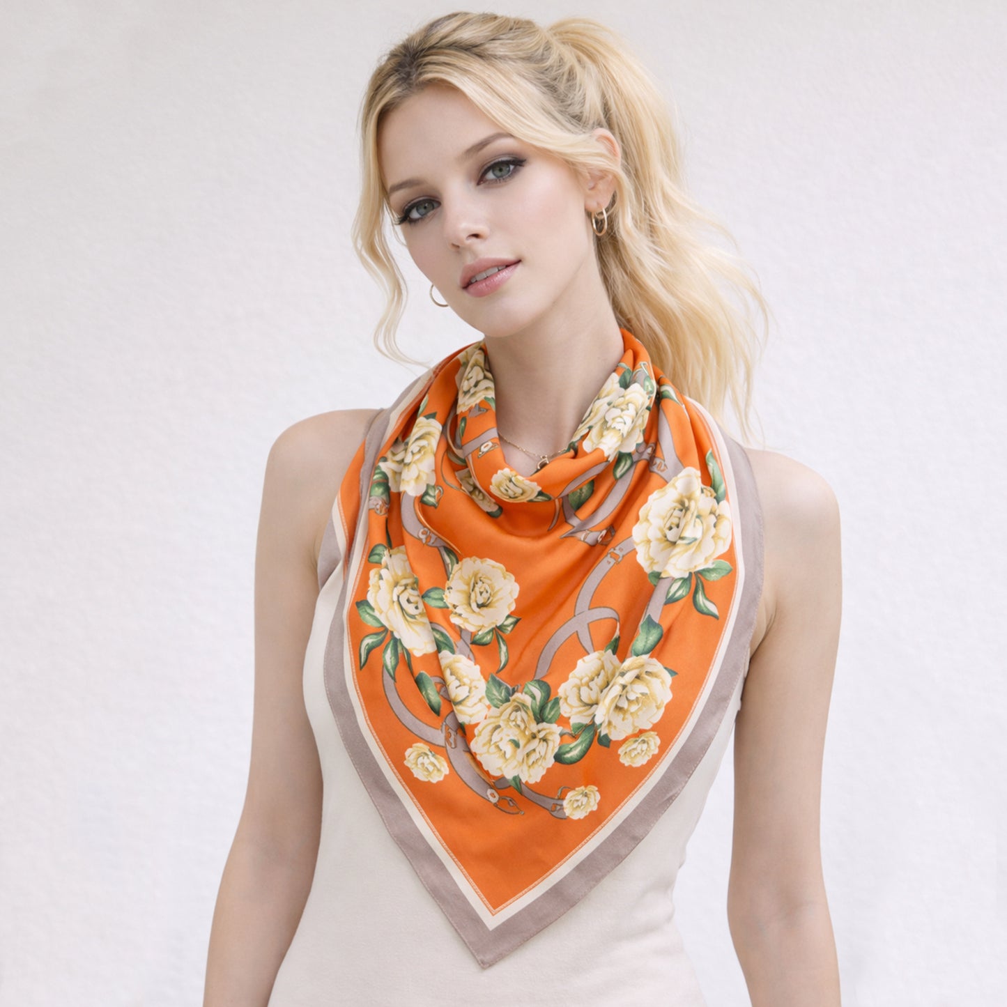 Floral Print Square Scarf