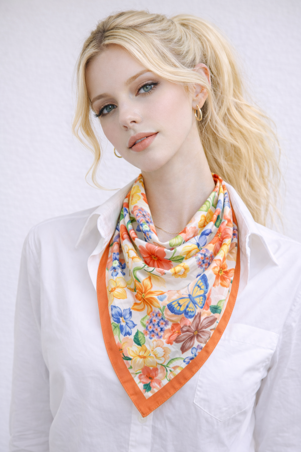 Floral Print Square Scarf