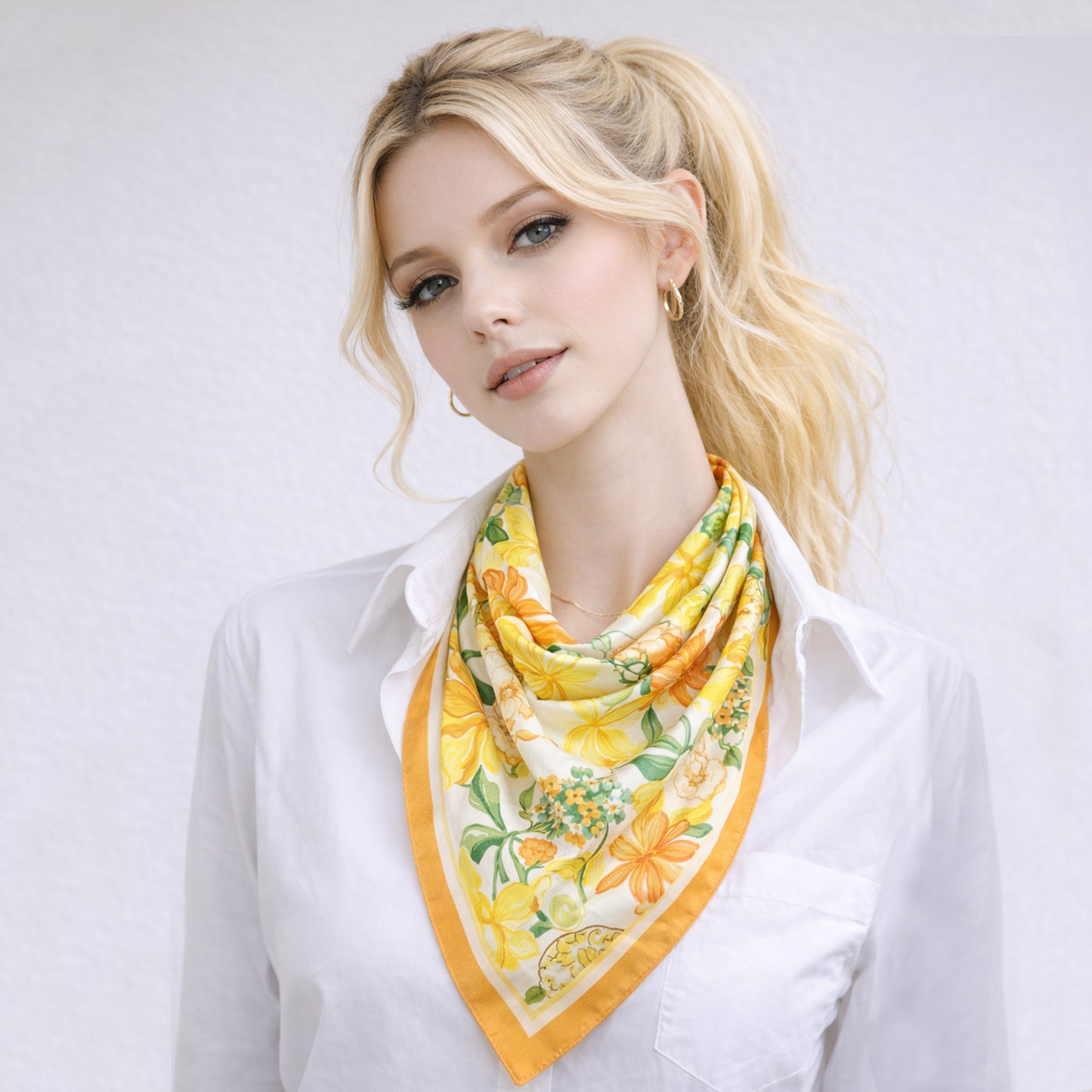Floral Print Square Scarf