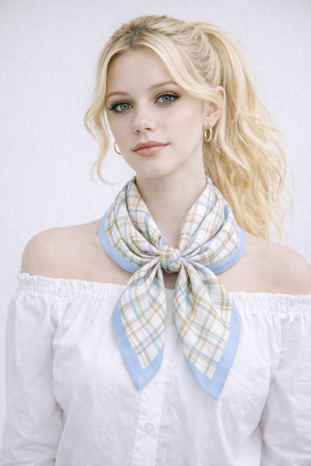 Plaid Print Square Scarf