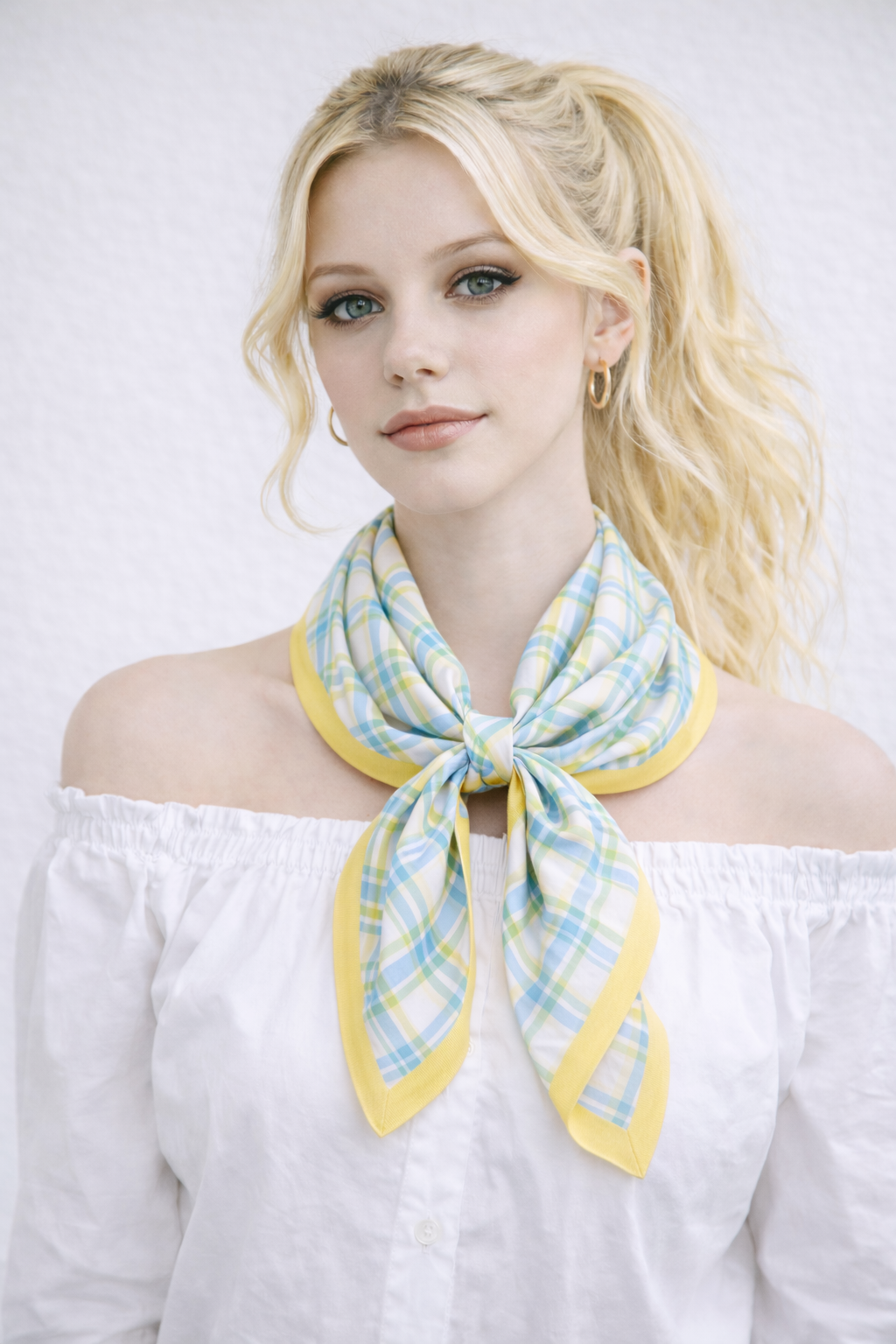 Plaid Print Square Scarf