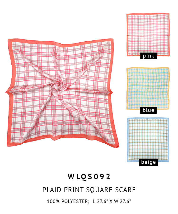 Plaid Print Square Scarf