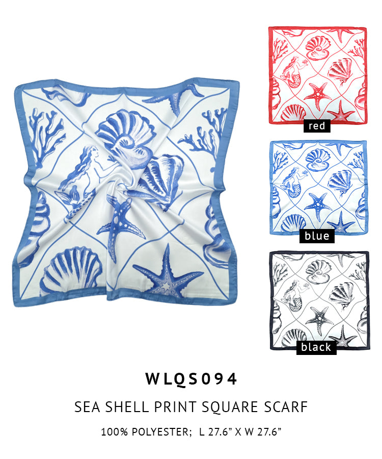 Sea Shell Print Square Scarf
